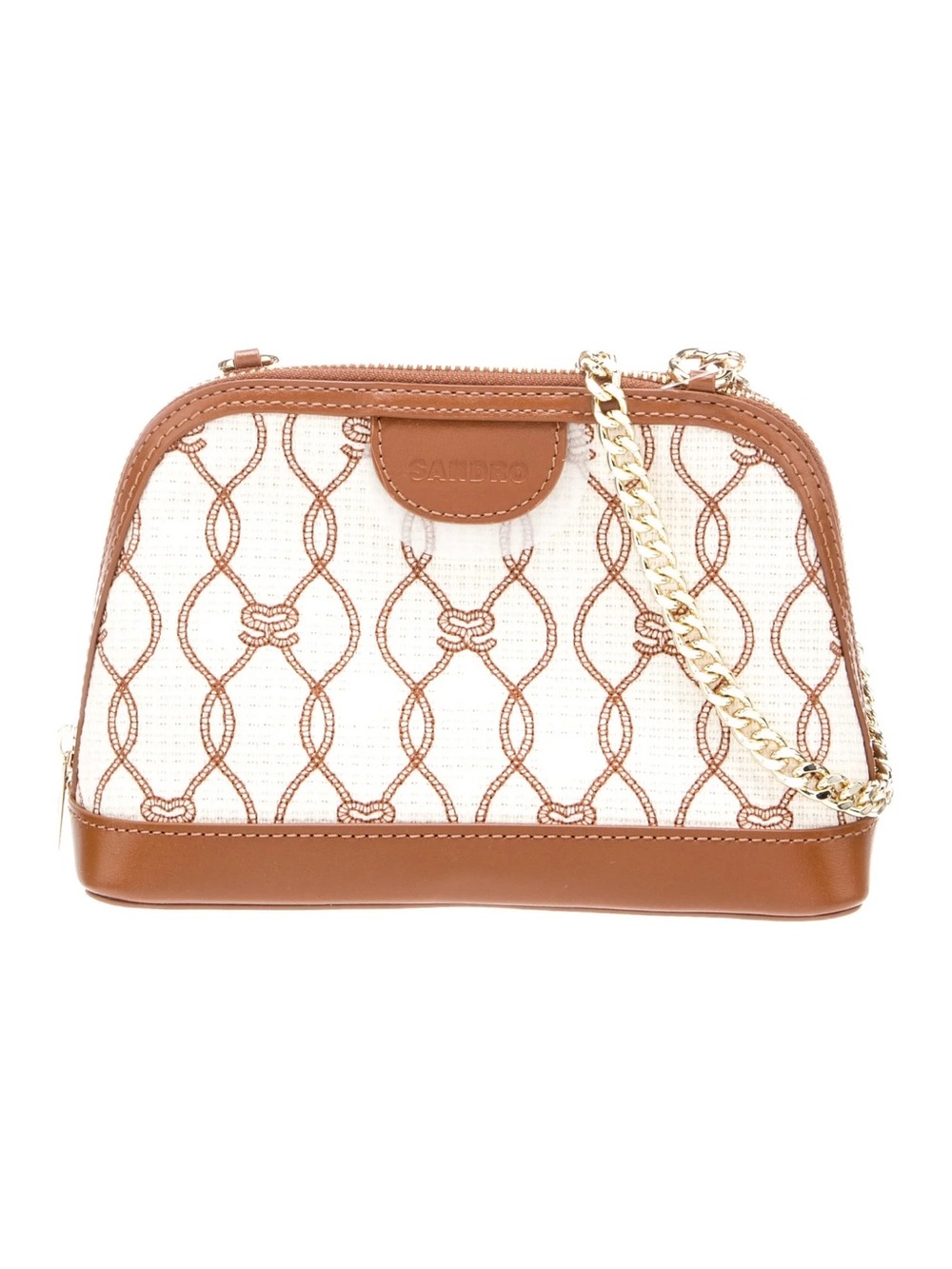 Sandro Canvas Leather Trim Crossbody Bag w/Tags